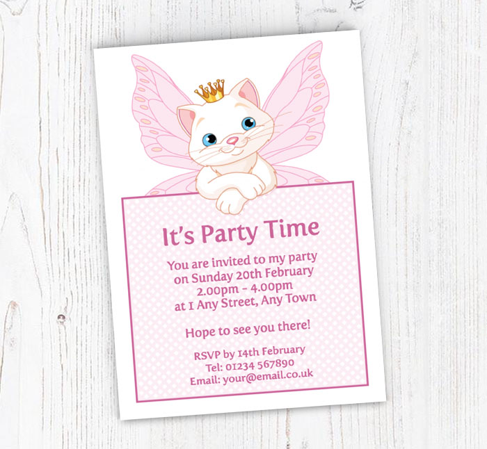 princess cat party invitations