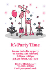 pink giraffe party invitations