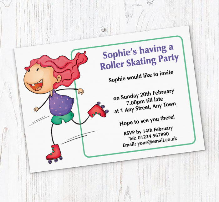 roller skating girl invitations