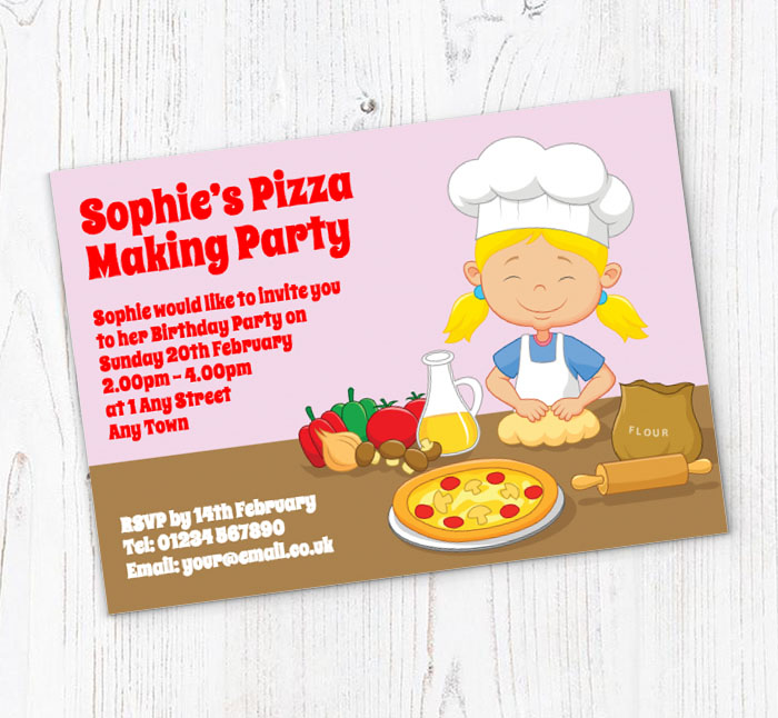 pizza making blonde invitations