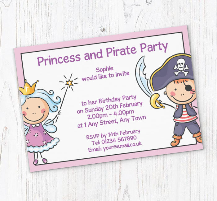fairy and pirate invitations