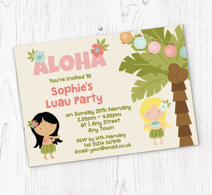hawaiian childrens party invitations