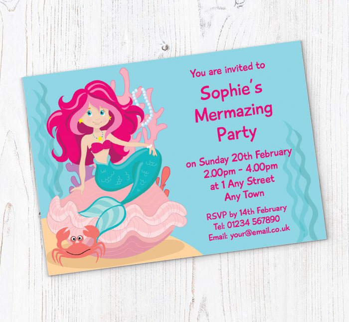 mermaid birthday party invitations