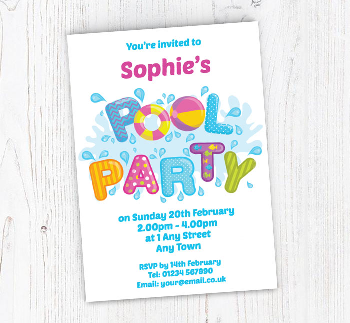 pool party invitation for girls