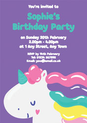 purple unicorn party invitations