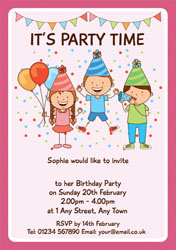 pink kids party invitations