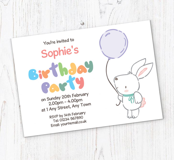 bunny birthday party invitations