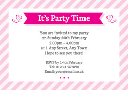 pink stripes party invitations