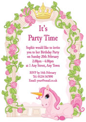 unicorn and roses invitations