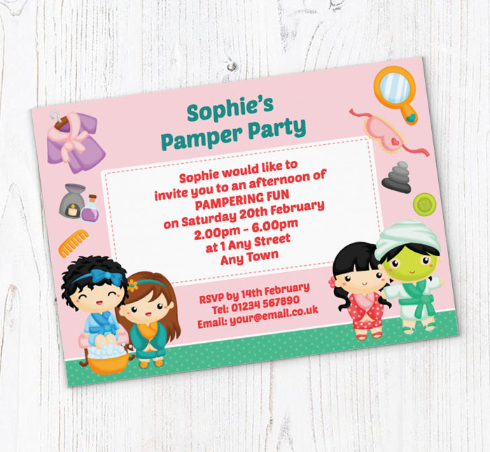pampered girls party invitations