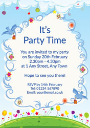 blue birds party invitations