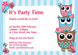 three owls party invitations