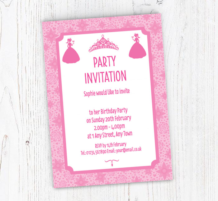 princesses and tiara invitations