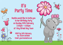 hippo and flower invitations