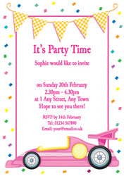 pink racing car invitations