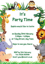 jungle animals party invitations