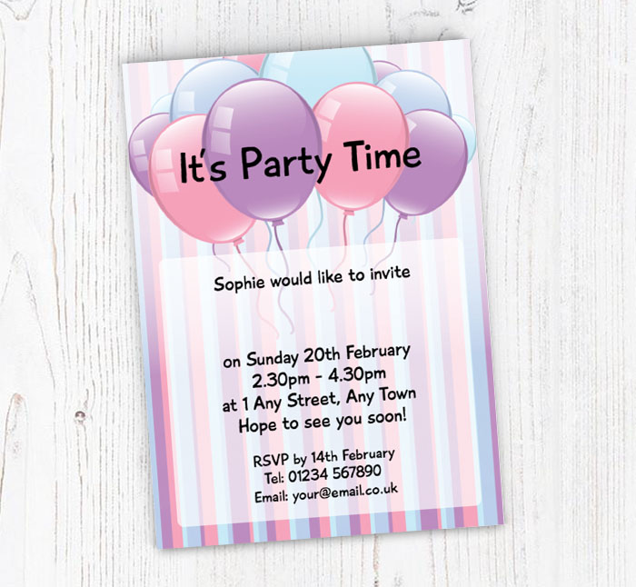 balloons and stripes invitations