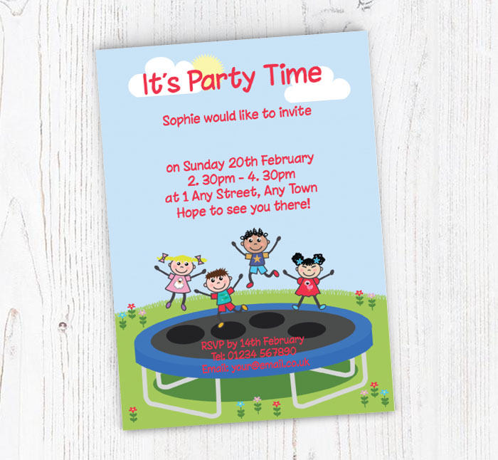 jumping on trampoline invitations