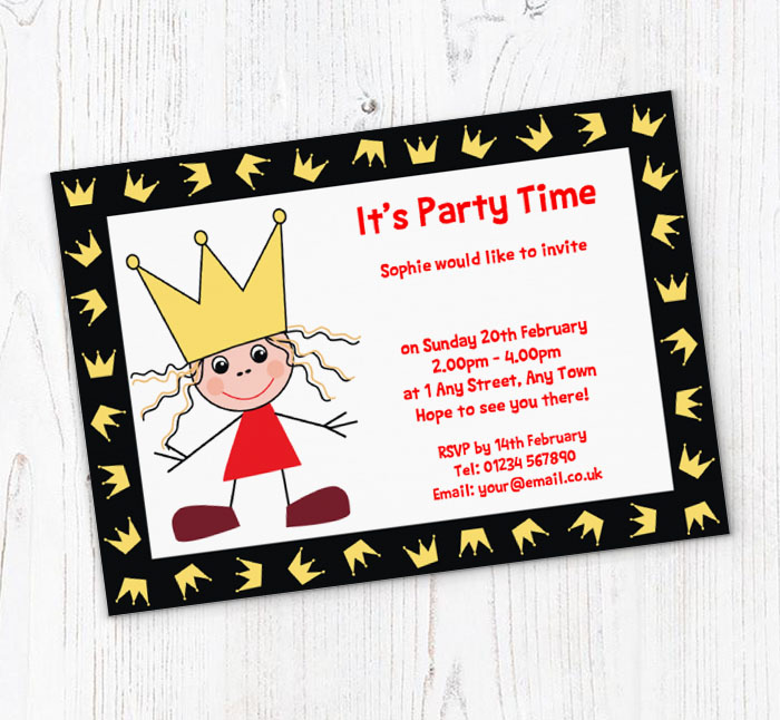 princess and crowns invitations