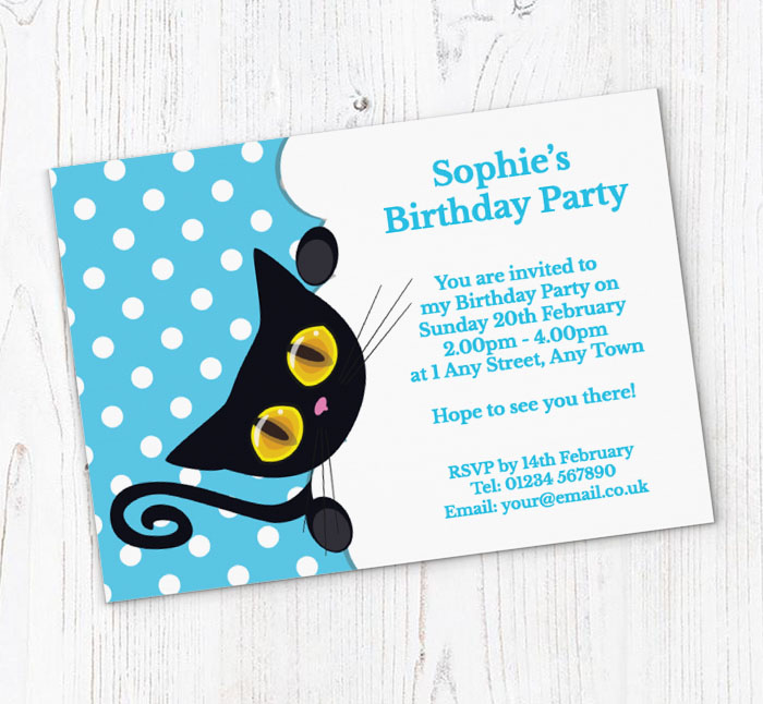 kitten peeking party invitations