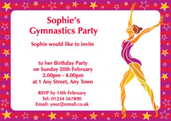 gymnast with stars invitations