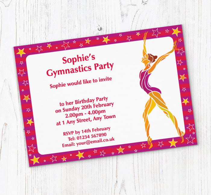 gymnast with stars invitations