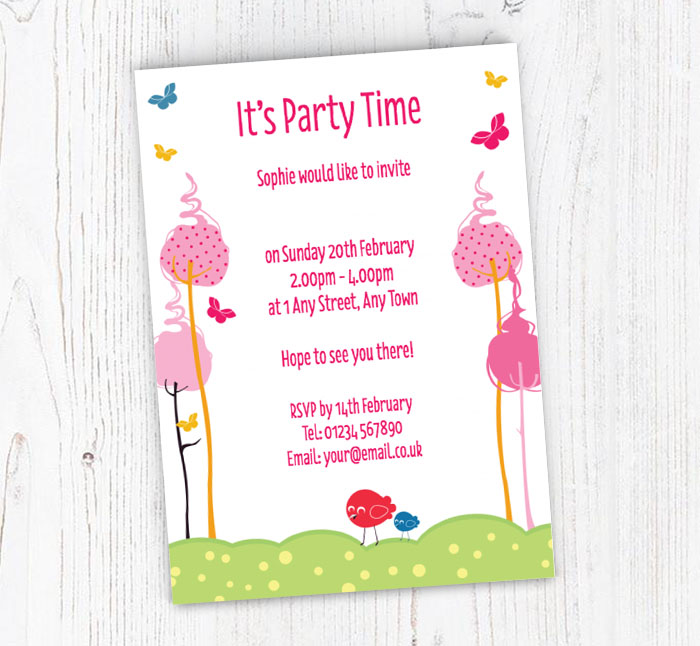 candy floss trees invitations