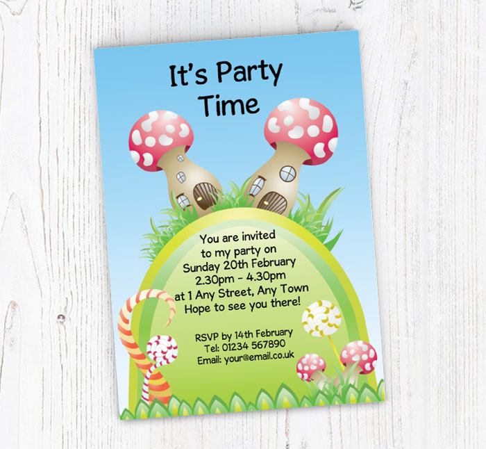 toadstools party invitations