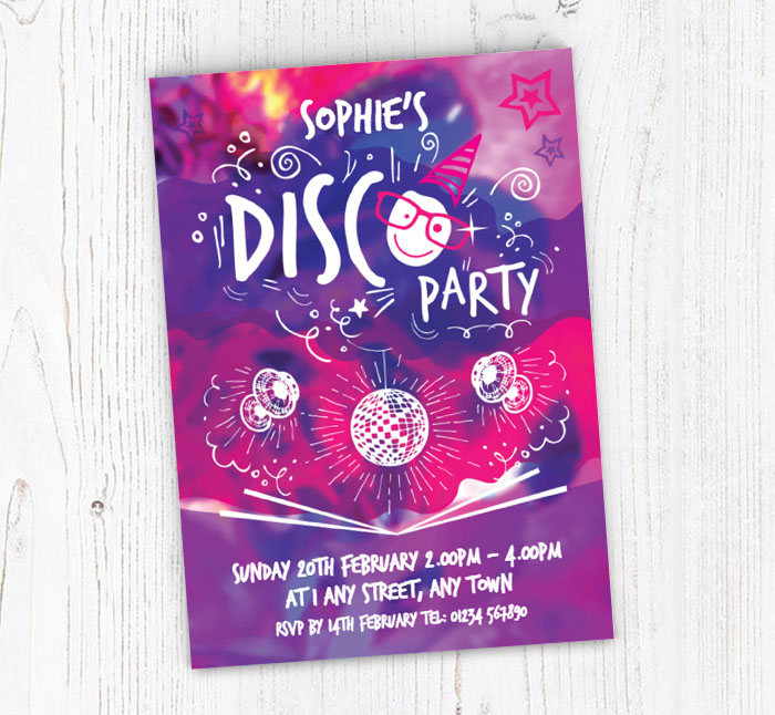 pink disco party invitations