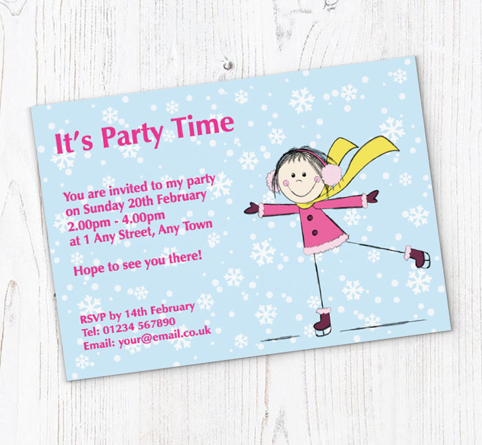 girls ice skating invitations