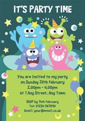 happy monsters party invitations