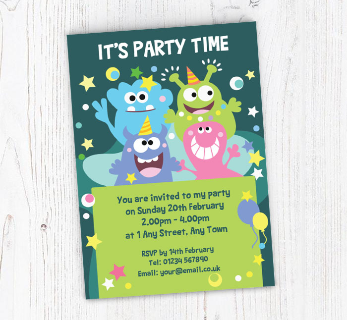 happy monsters party invitations