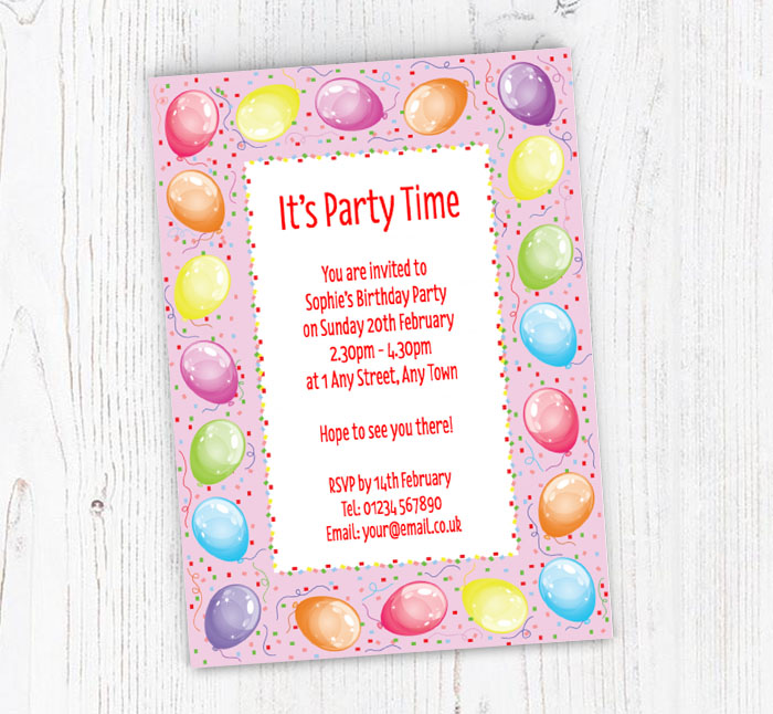 balloon border party invitations