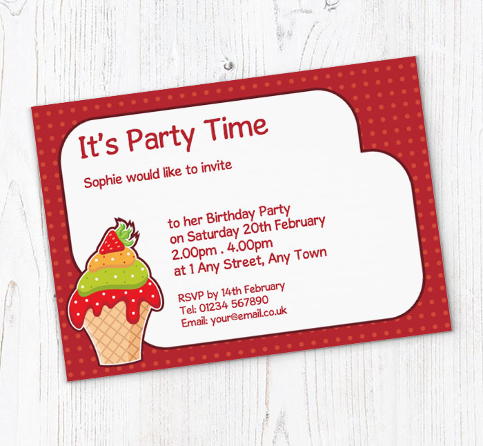 ice cream cone invitations