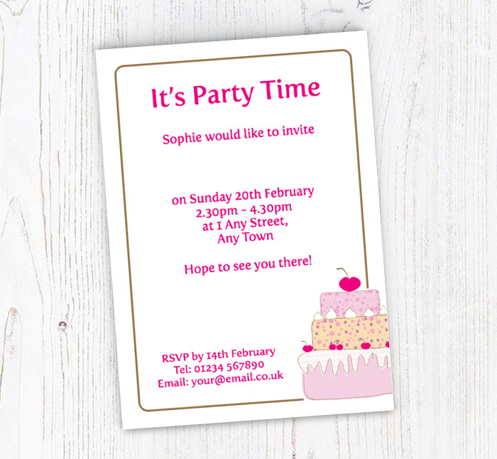 cherry cake party invitations