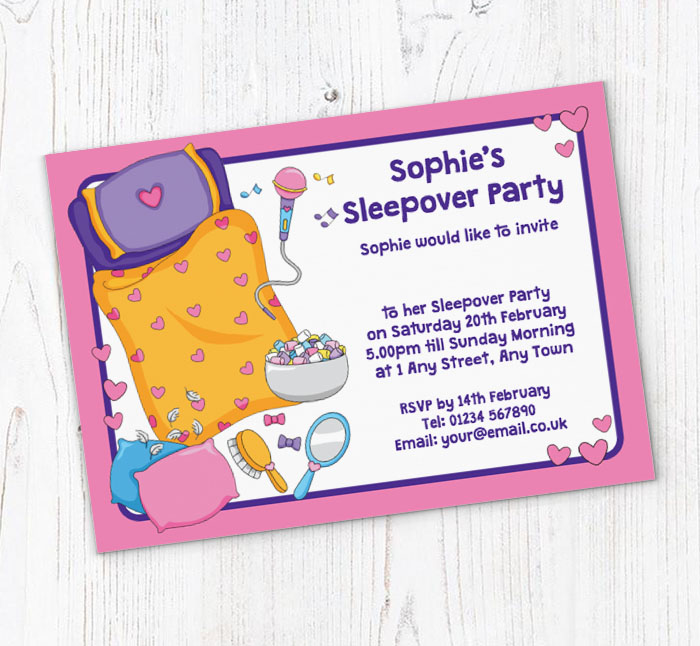 girls sleepover party invitations