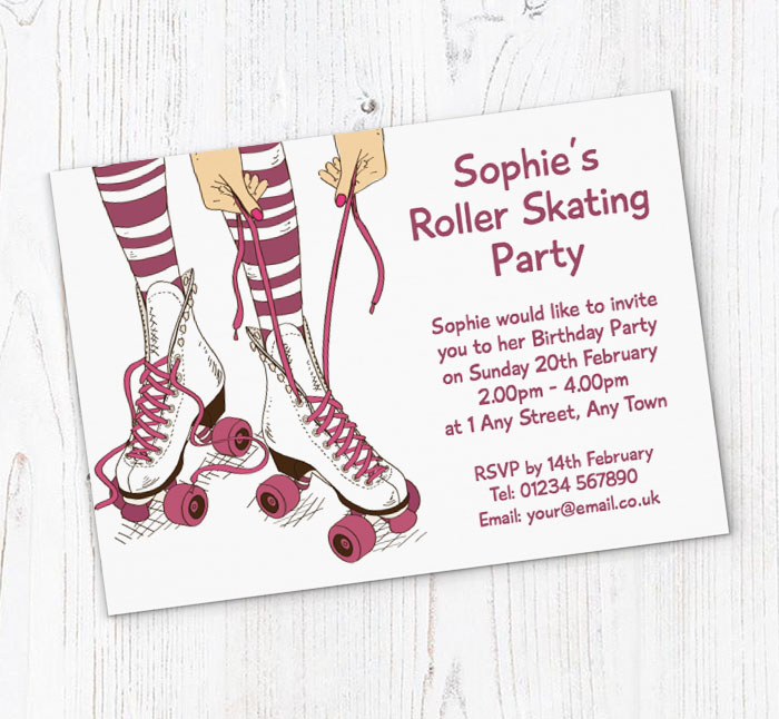 girls roller skating invitations