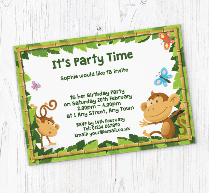 fun monkeys invitations