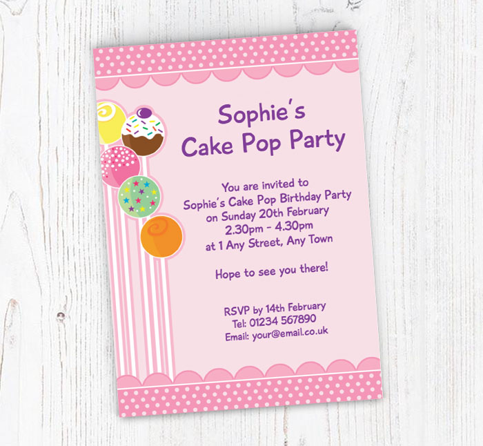 cake pops party invitations