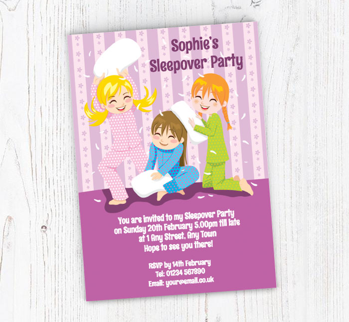 sleepover pillow fight invitations