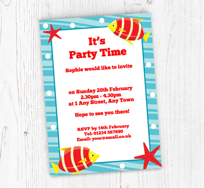 tropical fish party invitations