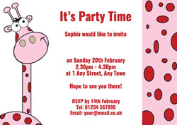 spotty giraffe party invitations