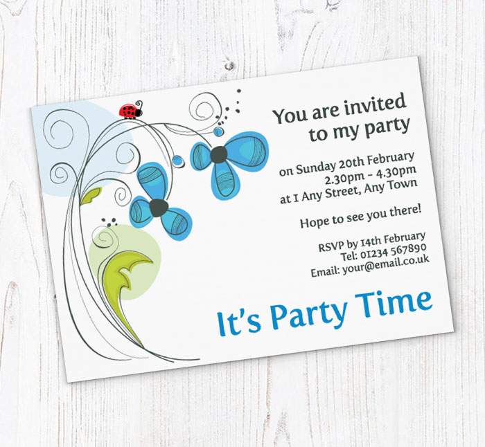 flowers and ladybird invitations