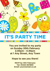 snail and birds party invitations