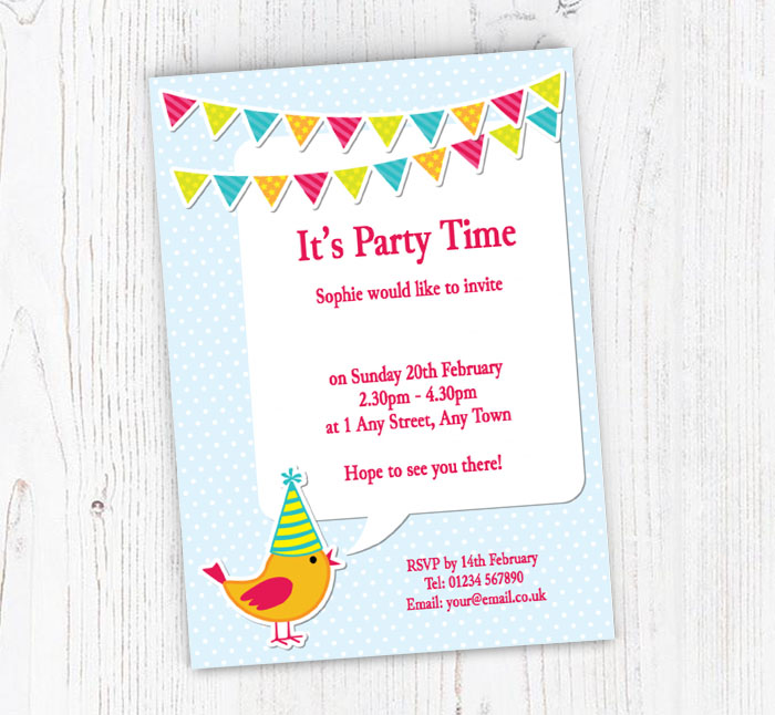 birthday bird party invitations