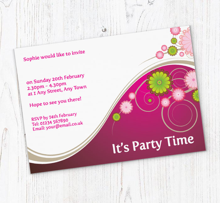 pink floral wave invitations