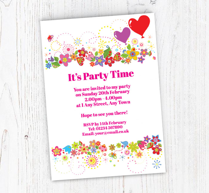 colourful flowers invitations