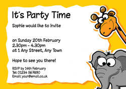 giraffe and elephant invitations