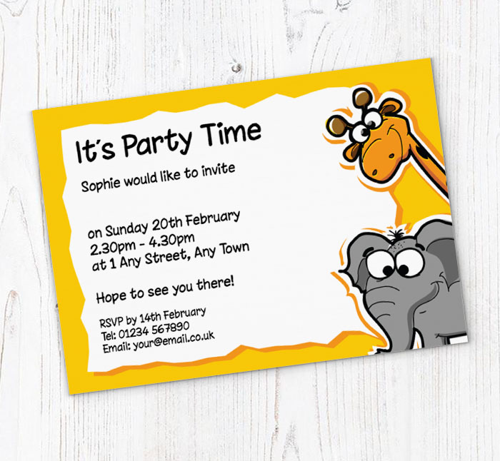 giraffe and elephant invitations