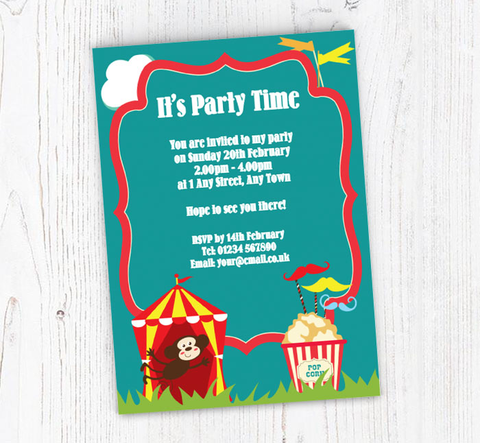 monkey and popcorn invitations